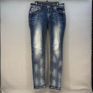 Miss Me Jeans Women's 28X33 (6) Dark Blue Skinny Classic Normcore Preppy EUC